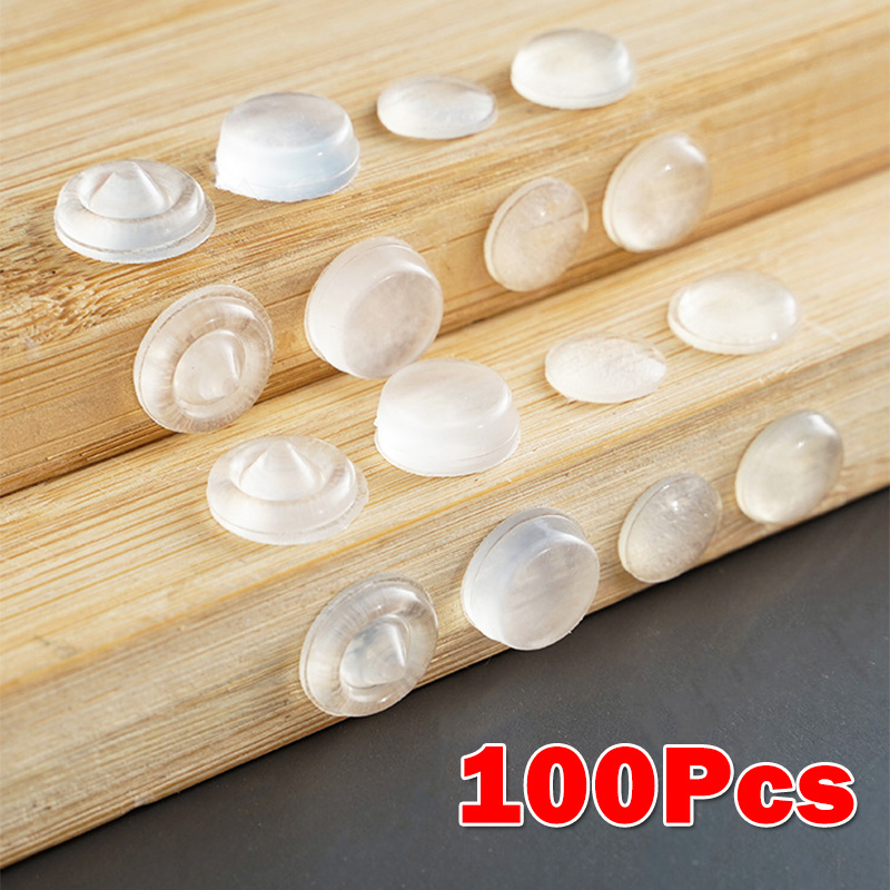 100pcs Silicone Anti-collision Particles Self Adhesive Door Stopper Rubber Damper Buffer Cabinet Bumpers Silicone Furniture Pads