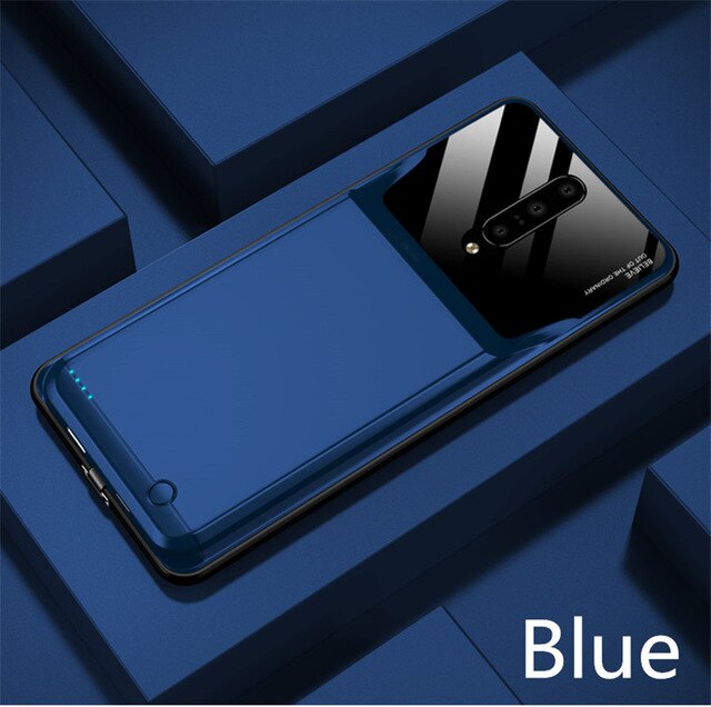 Hstnbveo 6000Mah Power Bank Batterij Case Voor Oneplus 7 Pro Acculader Gevallen Opladen Vermogen Case Voor Oneplus 7 power Bank: Blue  For 7