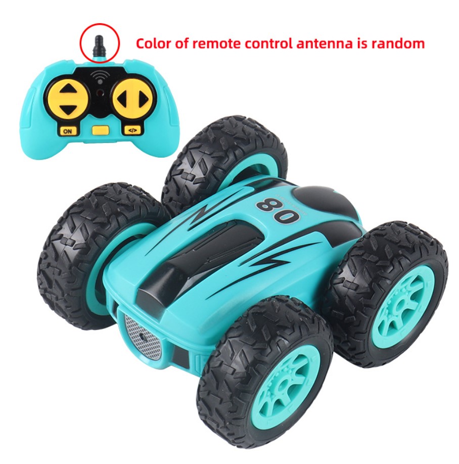 Remote control high-speed double-sided special effects rock crawler mini light bomb four-wheel stick jump: Blue 08