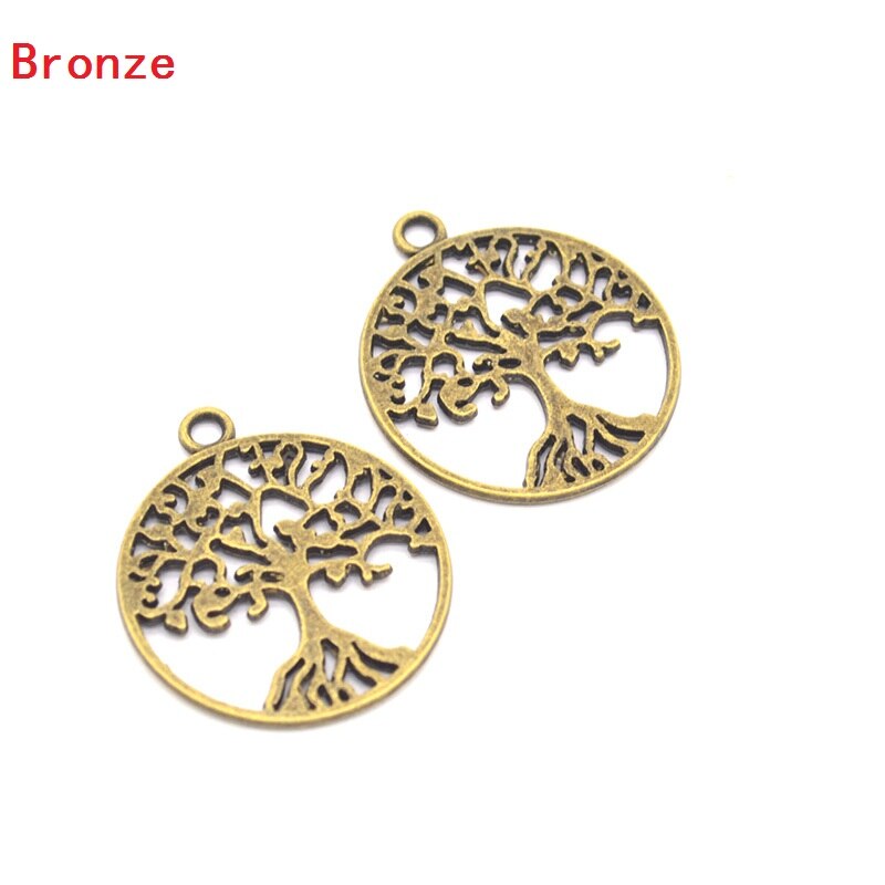 10 stücke legierung Tibetischen Versilbert lebensbaum Charme Anhänger für Schmuck Handgemachte Fertigkeit DIY 29*26mm 21112: bronze