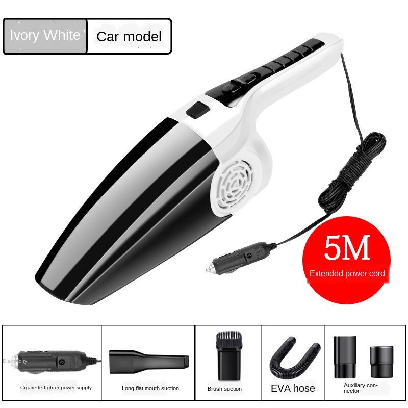 Auto Stofzuiger Auto Handheld Stofzuiger Mini Stofzuiger Voor Auto Aspirateur Krachtige Vacuüm Reinigers Auto: white