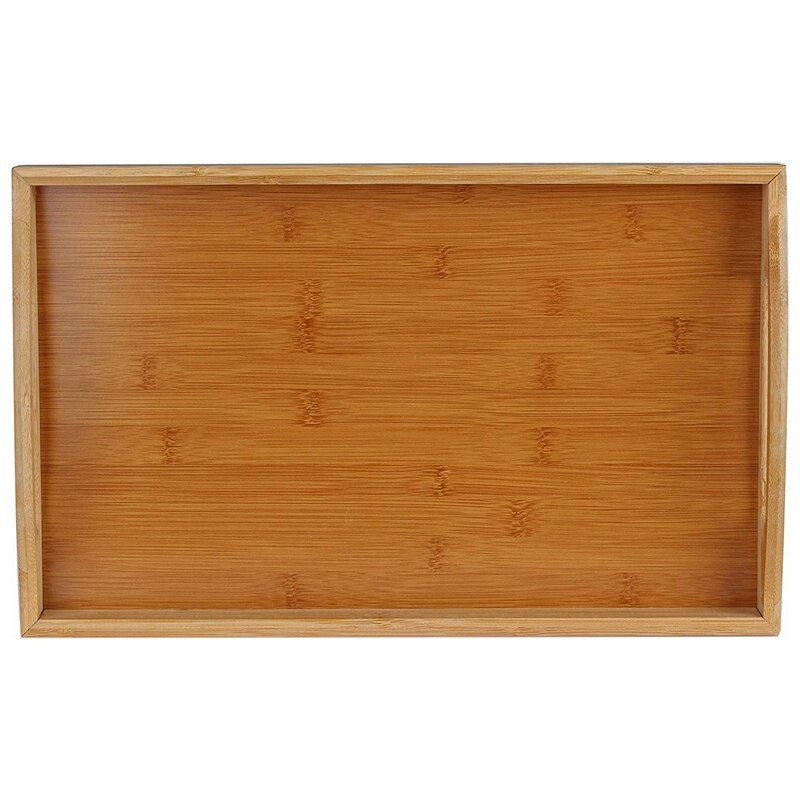 Serveringsbricka bambu - träbricka med handtag - perfekt för middagsbrickor, tebricka, barbricka, frukostbricka eller någon matbricka