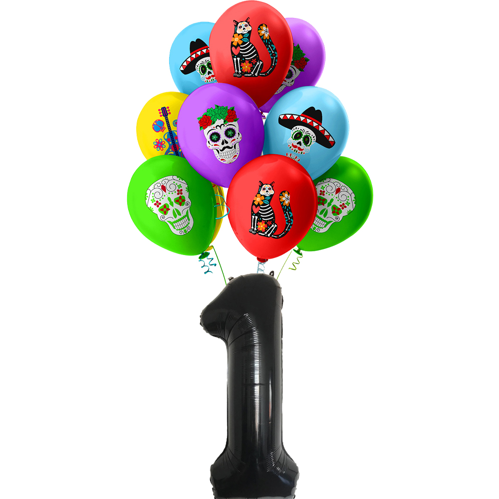 Decoraciones de cumpleaños con tema del Día de los Muertos, vajilla desechable para , servilletas de papel, vasos, platos, manteles, paja: Verde claro