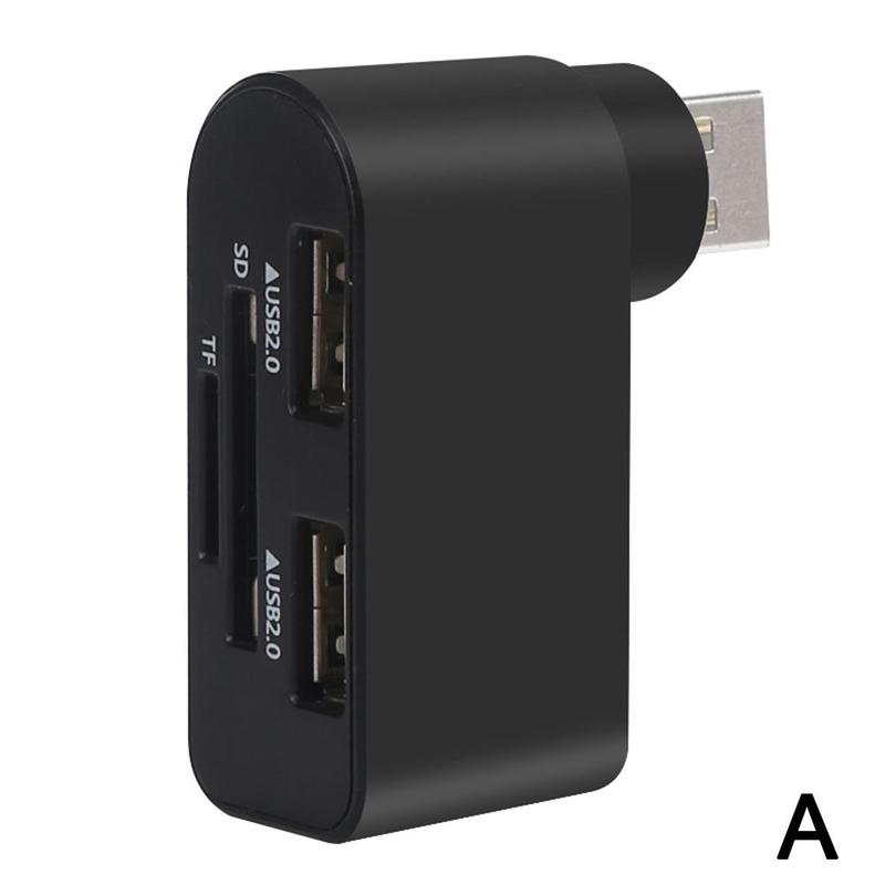 4 In 1 Draagbare 180 ° Draaien Usb Hub High Speed U Disk Reader Splitter 3 Poorten Voor Computer Pc laptop Mini Accessoires H3x5: A