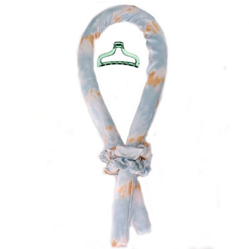 Haste de ondulação cacheadora sem calor, faixa de seda para ondular e cachear o cabelo, fita sem calor: white blue orange