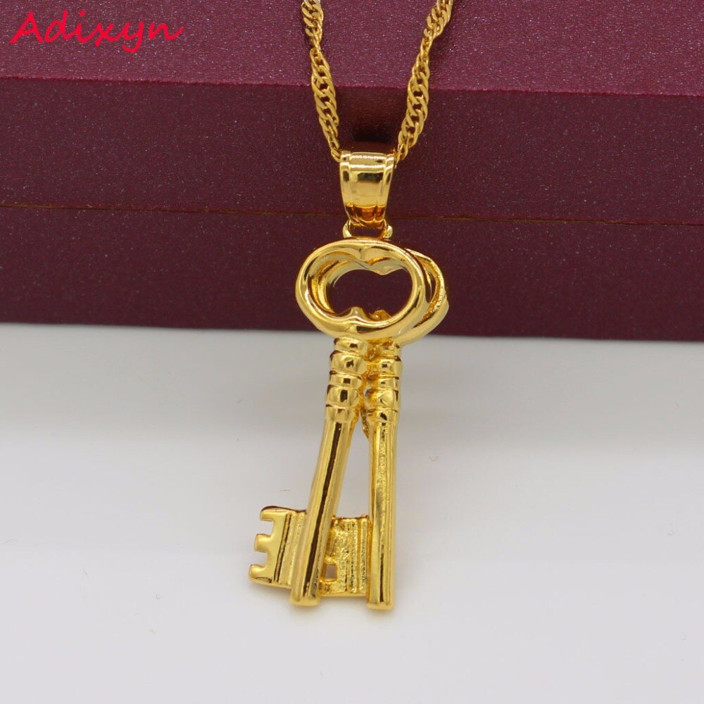 Light Weight Key Pendant Gold Color African/Nigeria Women/Girls Pendant Necklaces Party Accessories