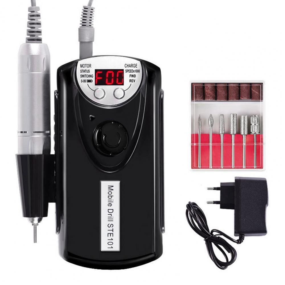 1Set Stijlvolle Nail Boor Machine Te Dragen Abs Manicure Tool Elektrische Nail Art File Boor Voor Schoonheid Nagel pen Machine: Black