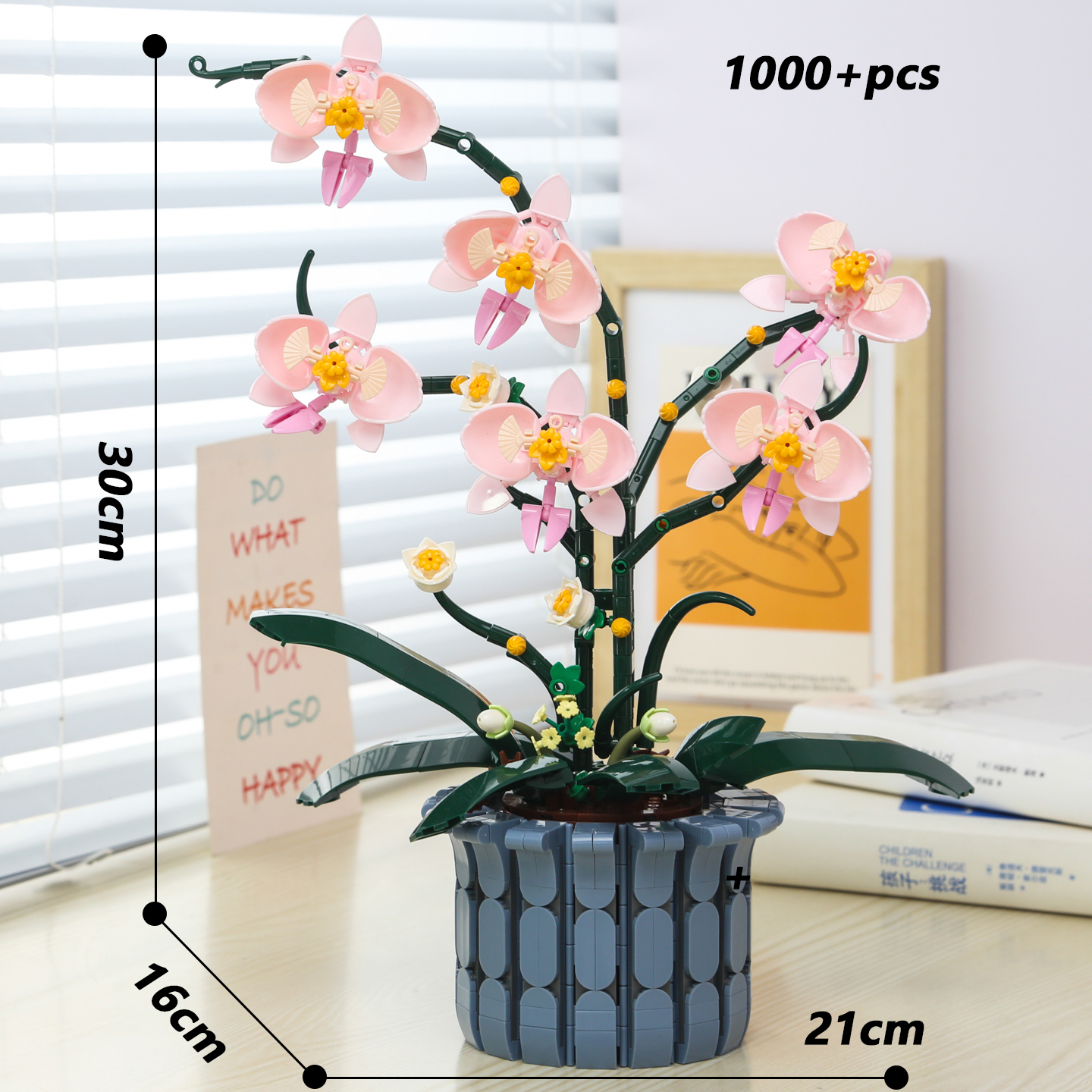 Orchideen-Baustein-Set, Künstliches Blumentopf-Set, Baustein-Set für Erwachsene, DIY Modell eines künstlichen Topfpflanzen-Modells, Geeignet für Wohnzimmer- und Schlafzimmerdekoration, Dauerhaftes Blumentopf-Modell, Ideales für Blumenliebhaber und Baustein-Sammler: Default Title