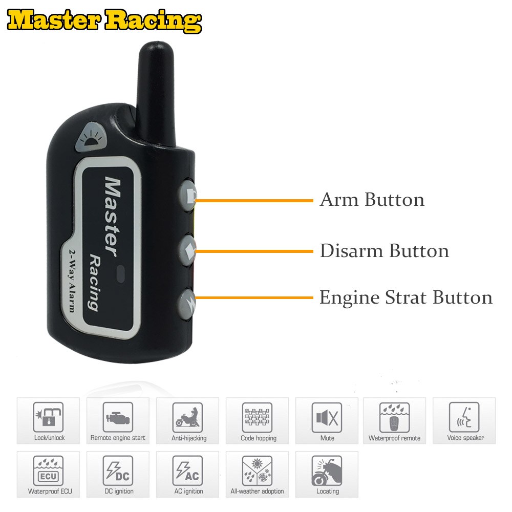 Alarma antirrobo de 2 vías para motocicleta, sistema de alarma de protección de seguridad, Control remoto, arranque de motor para Honda