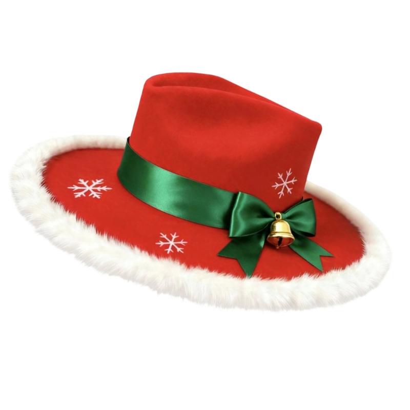 31BB Christmas Top Hat with Furry Brims Cap Year Party Cosplay Accessories