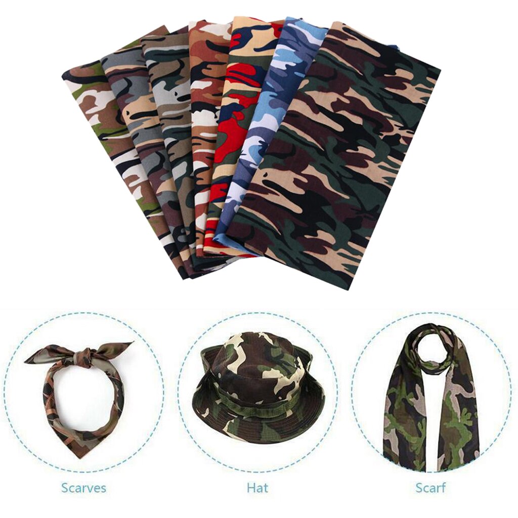 7Pcs 25x25 cm Cotton Blend Squares Quilting Sewing Camouflage Precut Fabric Square Sheets for Craft Patchwork