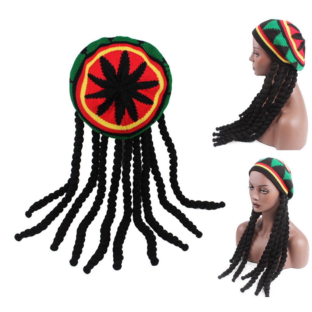 Rasta Dreadlock Reggae Jamaican Hat Rasta Wig Cap for Adults