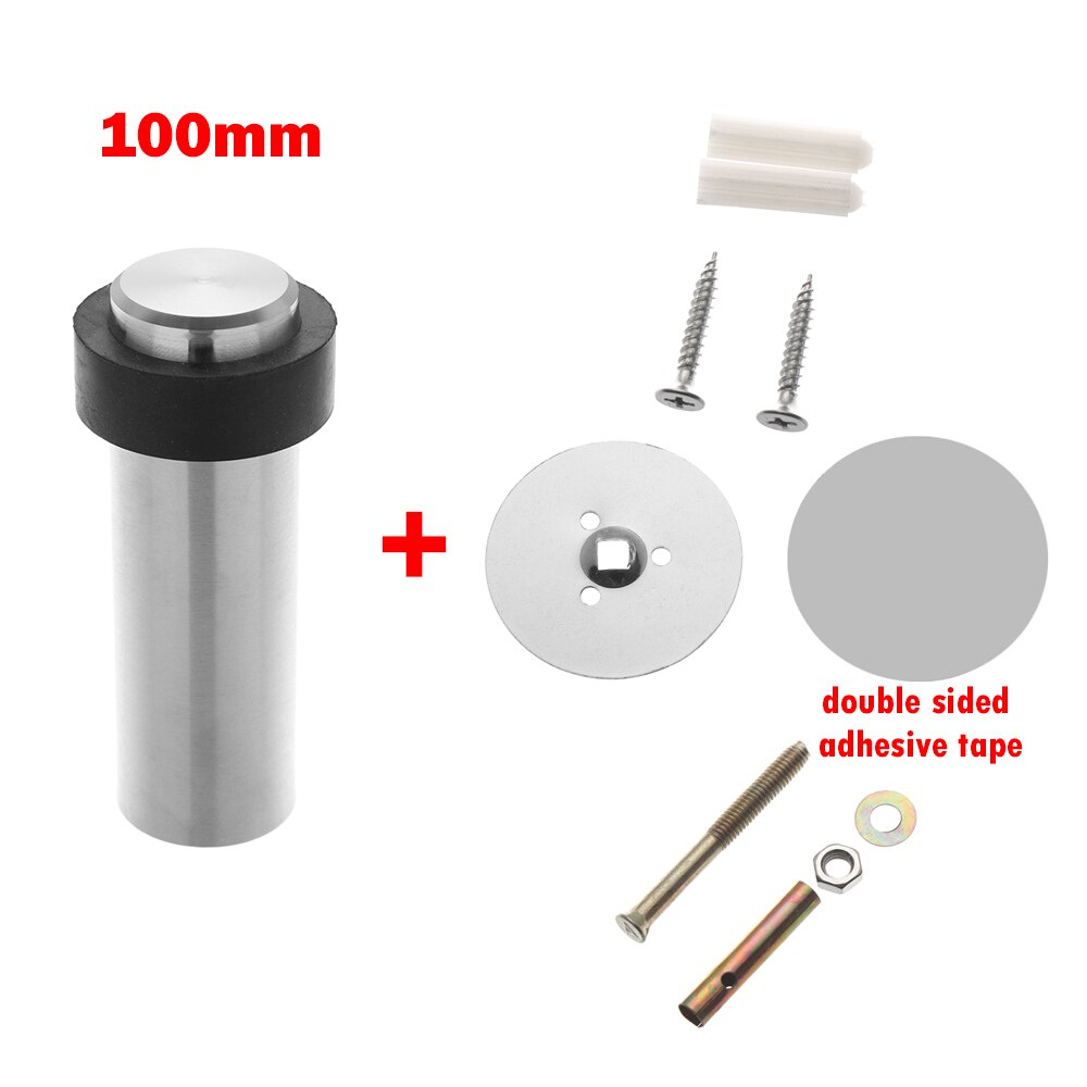1PC Round Double Use Door Stops Anti-Collision Rubber Stopper Buffer Stainless Steel Self Adhesive Door Holder Protection: 100mm