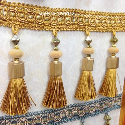 ! 5 Meter/12 Cm Lange Tassel Fringe Voor Gordijnen Lint Kant Accessoire Naaien Latin Jurk Kledingstuk Gordijn Accessoires: Golden
