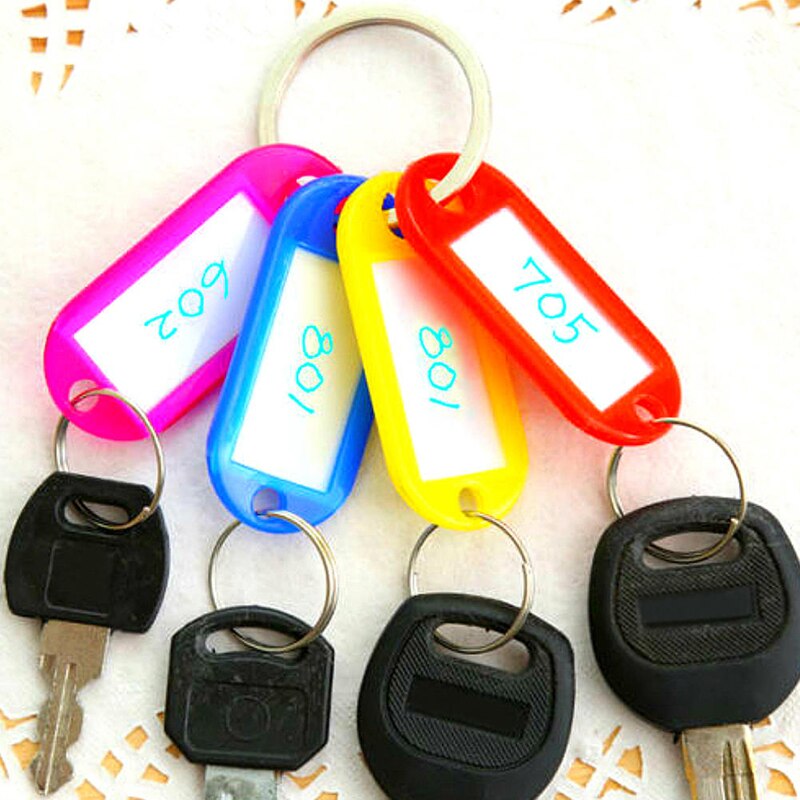 10 stk plastik nøglering nøgleringe bagage id tags etiketter nøgleringe med navnekort nøglering nøglering tilbehør tilfældig farve