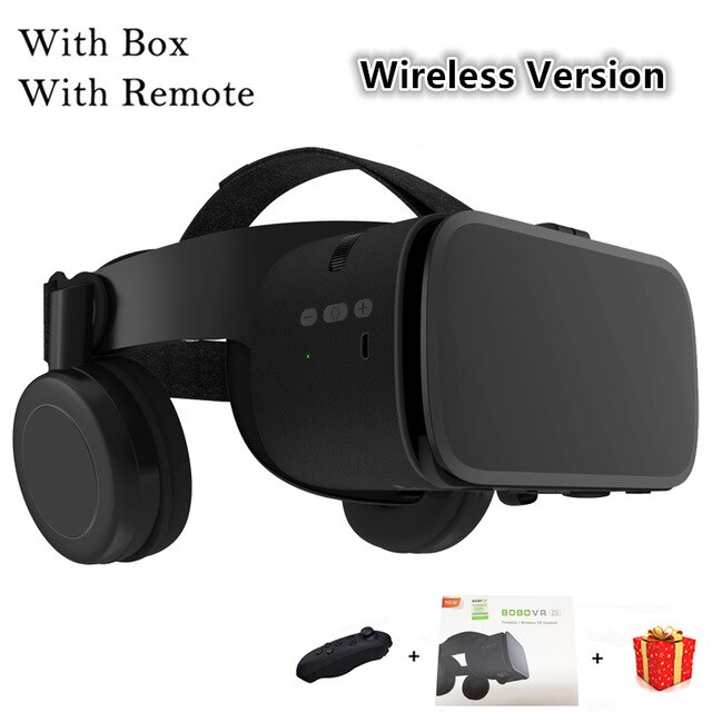 BOBO VR Z6 Wireless Bluetooth 3D Glasses Virtual Reality for Smartphone Immersive Stereo VR Headset Cardboard For iPhone Android: With black 035