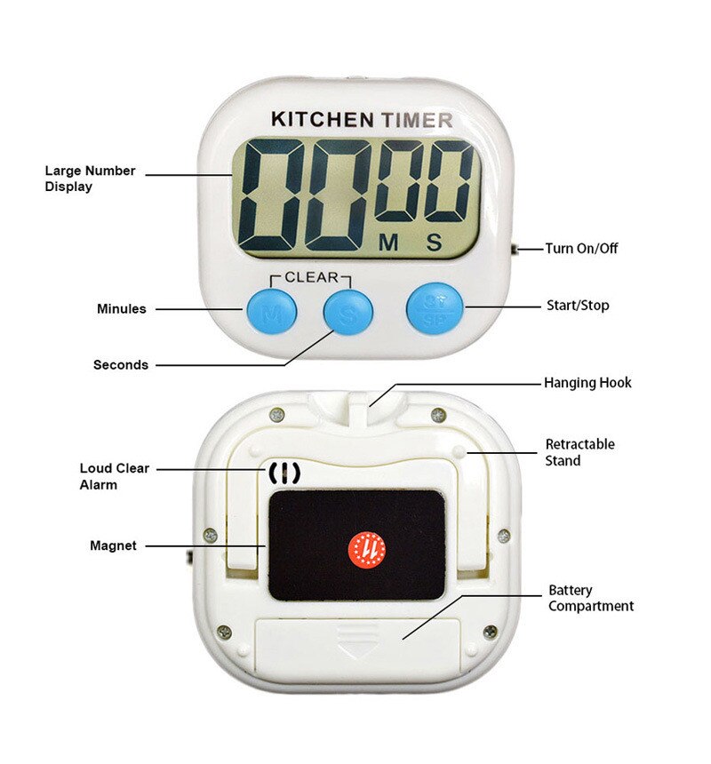 LCD Digital Kitchen Timer Alarm Practical Cooking Digital Clock Cooking Timer