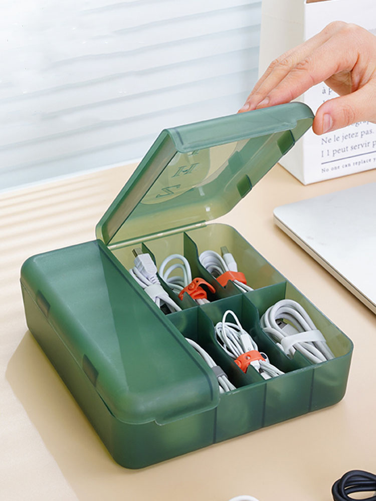 Grande boîte de rangement pour chargeurs, câbles, adaptateurs et accessoires avec séparateurs, chargeur et boîte de rangement de câbles personnalisables