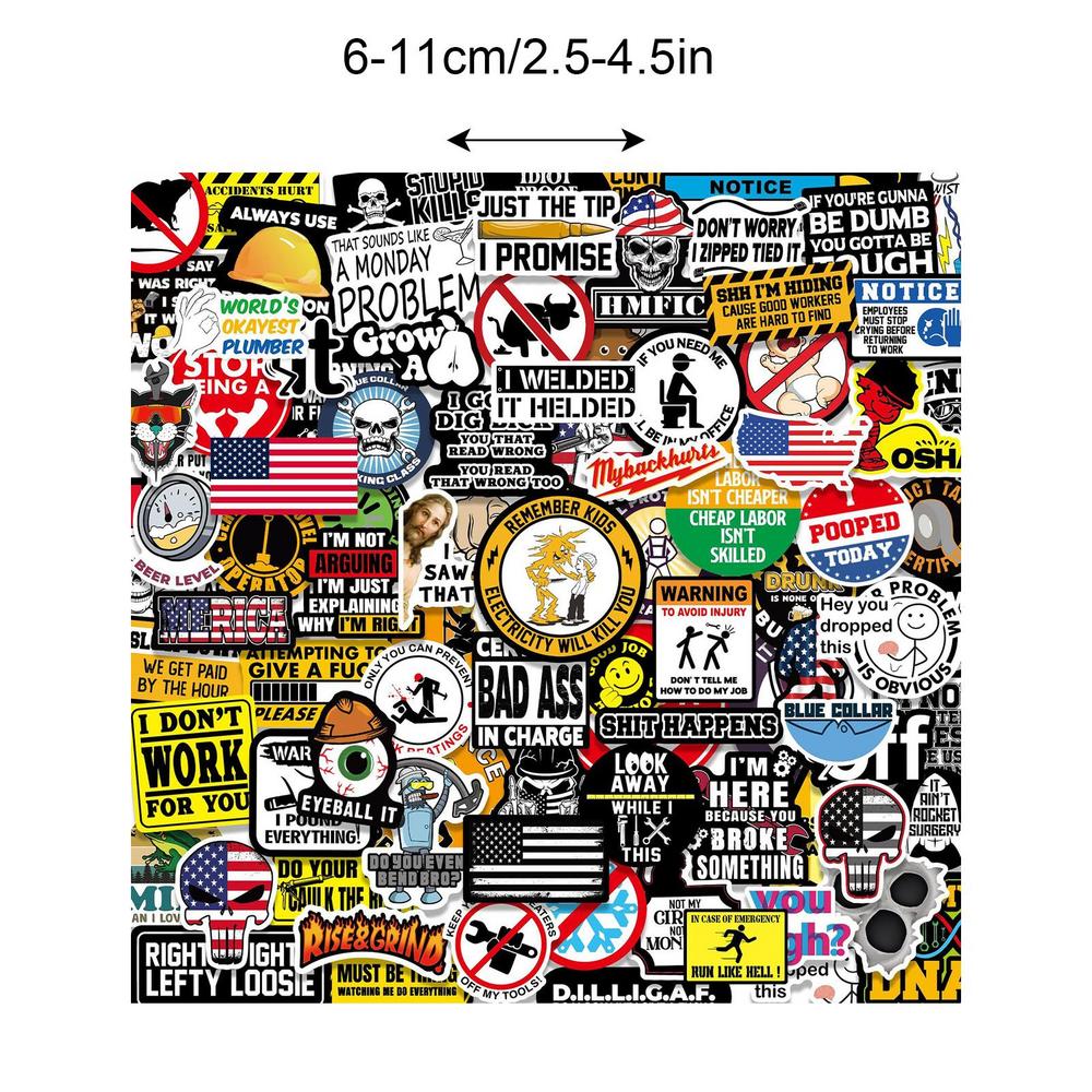 150pcs Funny Hard Hat Brand Sign Cool Stickers Construction Workers Helmet Motorcycle Car Tools Laptop Bicycle Stickers: Default Title