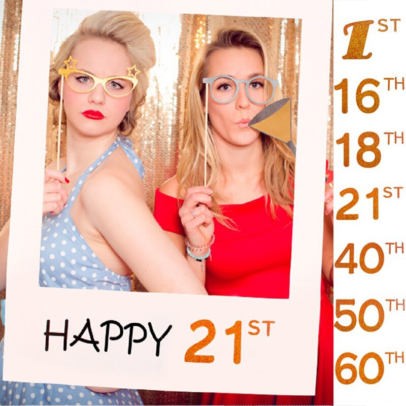 1PC Happy 30th 40th 60th Photo Booth Frame Baby shower Photobooth Props Kids 1st Birthday Party Decoration Photo Booth decor