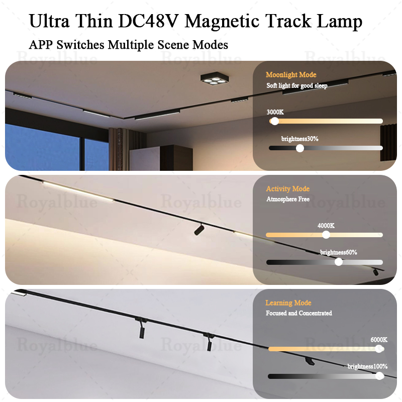 Smart Tuya Zigbee Ultra Dunne Magnetische Track Licht Flexibele DC48V Systeem Zwart Wit Slanke Plafond Ingebed Opbouw Thuis