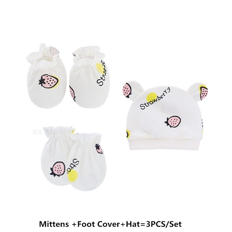 Bébé Anti rayures coton doux gants couvre-pied ensemble de chapeaux mitaines chaussettes Kit de casquette: 2