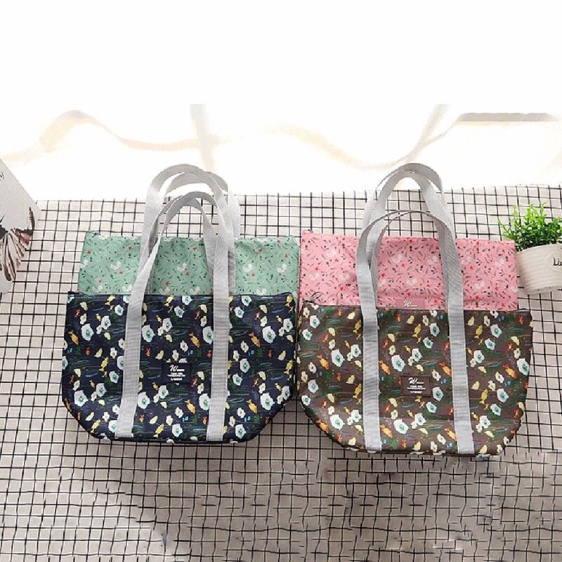 Draagbare Picknick Tassen Print Grote Capaciteit Lunch Tas Waterdicht Voor Voedsel Thermische Doos Vouwen Bento Bag