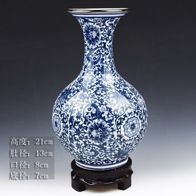 Blau und Weiß Porzellan Vasen Verriegelung Lotus Blume Keramik Vase Hause Dekoration Jingdezhen Blume Vasen R1842: Marine Blau