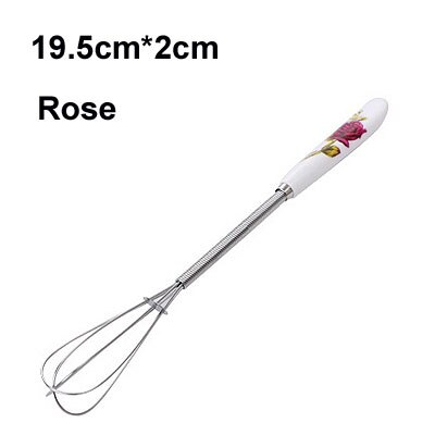 1 PC lovely mini Egg beater stainless steel manual egg beater coffee stirrer butter stirrer kitchen accessories cooking tools: 1PC-Rose