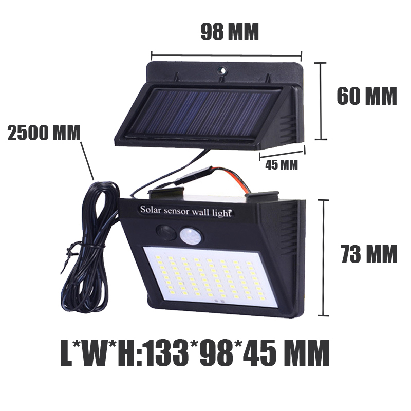 A2 Zonne-energie Wandlamp Pir Motion Sensor Solar Lamp Lantaarn 64LED 1200mA Outdoor Waterdichte Tuin Aparte Zonnepaneel