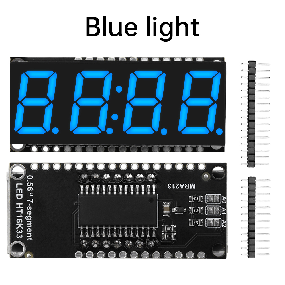 0.56 inch 4 Bits 7 Segments LED Digital Display Module Yellow/White/Red/Green/Blue Clock Module HT16K33 Driver for Arduino: Blue