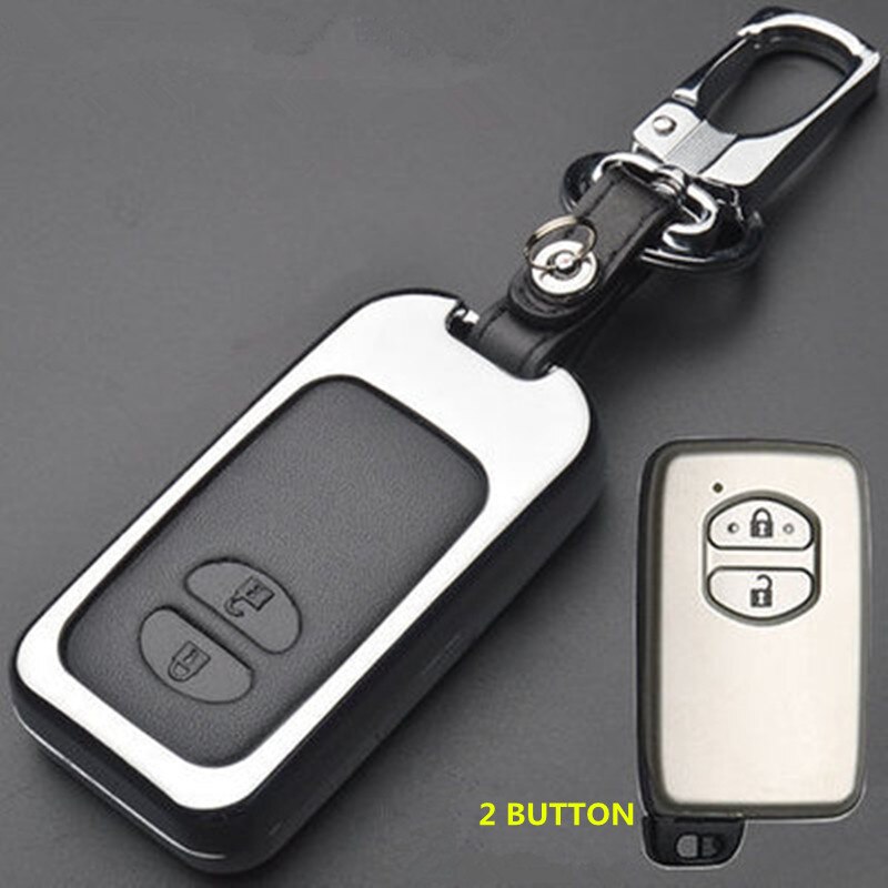 Zinc Alloy Car Key Case Cover Bag For Toyota Camry Prius Land Cruiser Prado 150 Crown For Subaru Foreste XV Keychain Holder: 2 button black