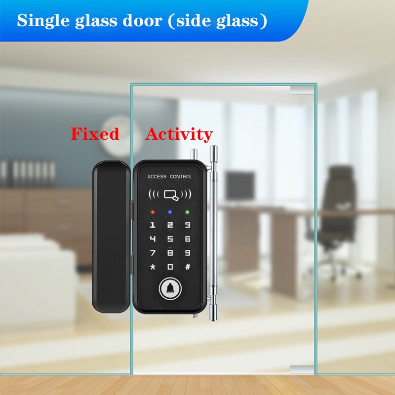 Frameless Glass Door Lock Office Glass Door Password Lock Single&Double Door Smart Card Key Door Lock XM-R1: A1