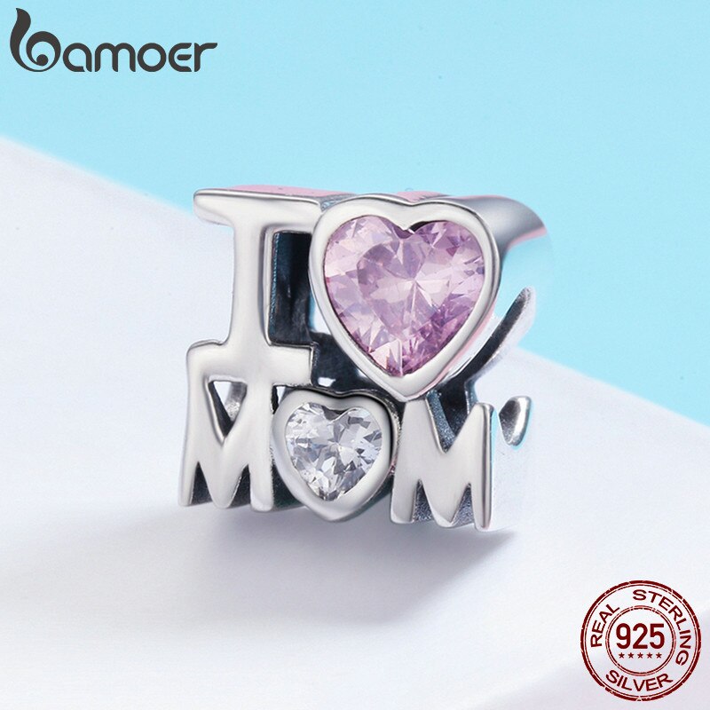 BAMOER-abalorio de plata de primera ley con forma de corazón para mujer, collar, plata esterlina 925, para madre, SCC579