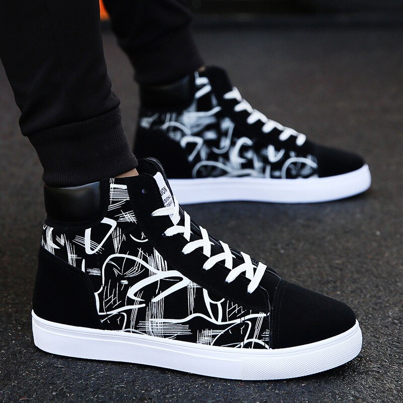 Top fritidssko til mænd, høje sneakers, vulkaniserede sko til mænd, platformssneakers, skateboardsko: Hvid / Eur 39 (us7)
