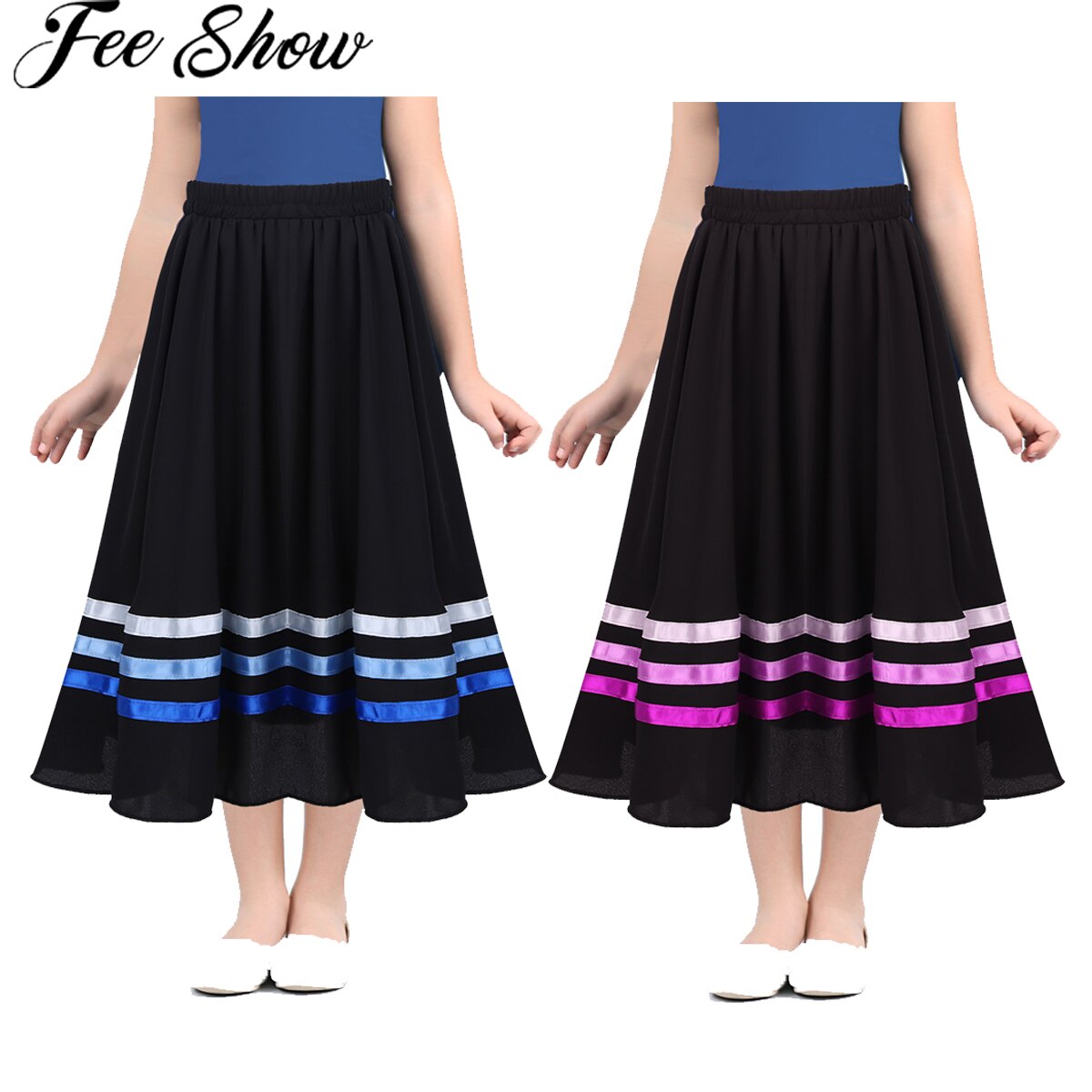 Kids Meisjes Ballet Dans Rokken Chiffon Hoge Taille Lange Maxi Volledige Cirkel Rok Kinderen Meisje Ballet Karakter Lint Stijl Rok