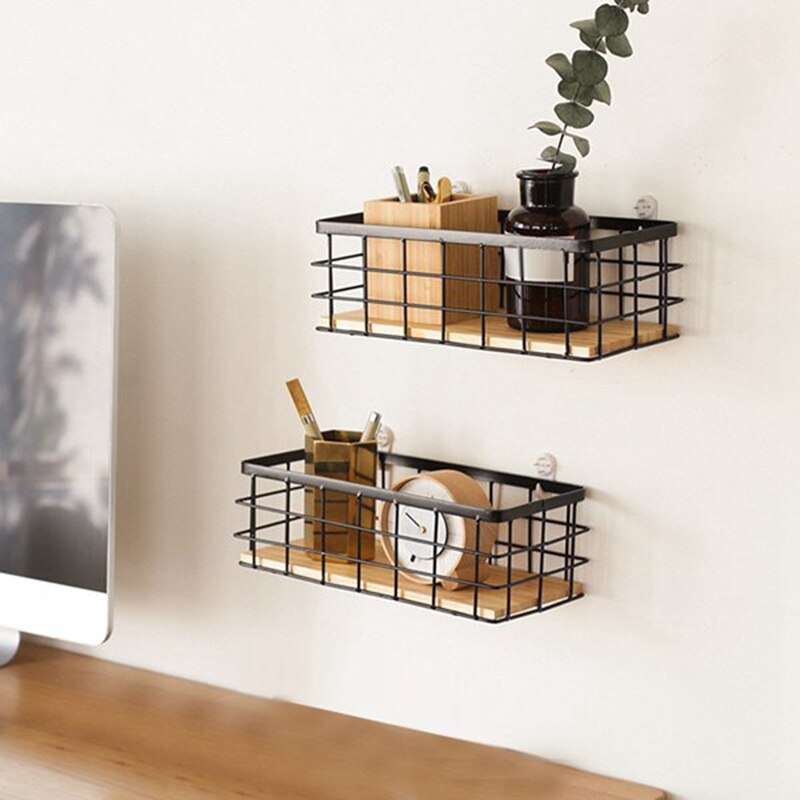 2Pack Metall Lagerung Korb mit Holz Basis, Dekorative Körbe für Heimat Lager, draht Korb für sterben Organisation Von Kleinen Geschirr