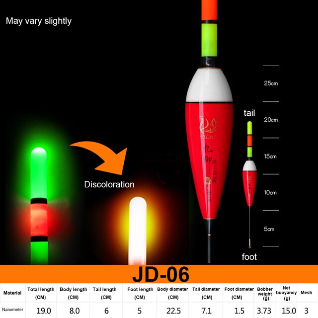 Flotteur lumineux à LED pour pêche de jour et de nuit, carpe, roche, haute sensibilité, éclairage électronique: 06
