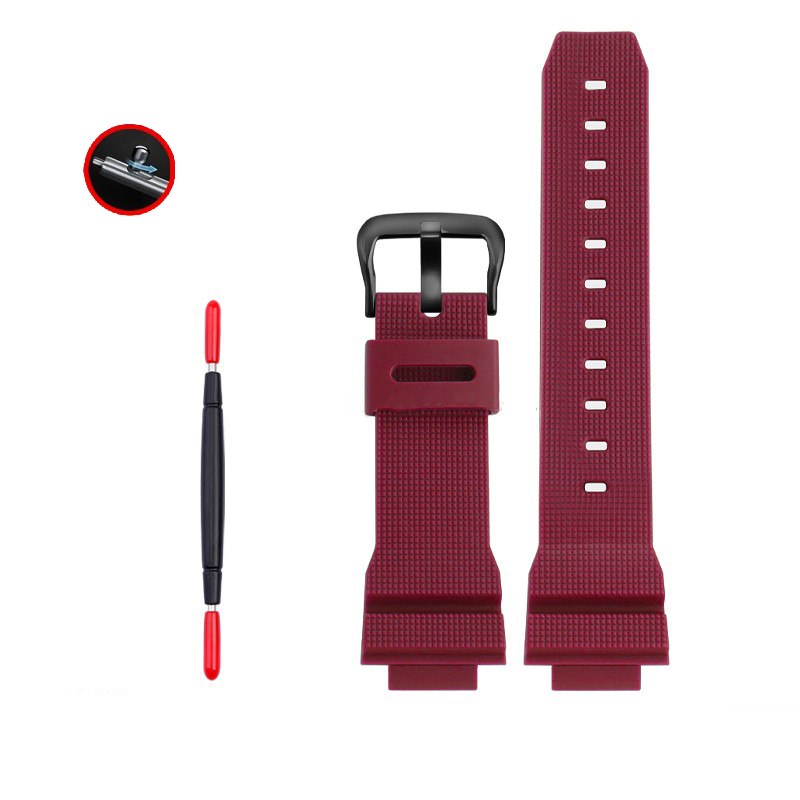 pour Casio G-SHOCK Bracelet en Silicone GM2100/5600/6900 GA2100 DW5600 Bracelet de montre étanche en caoutchouc Bracelet de montre hommes 16MM: Red black