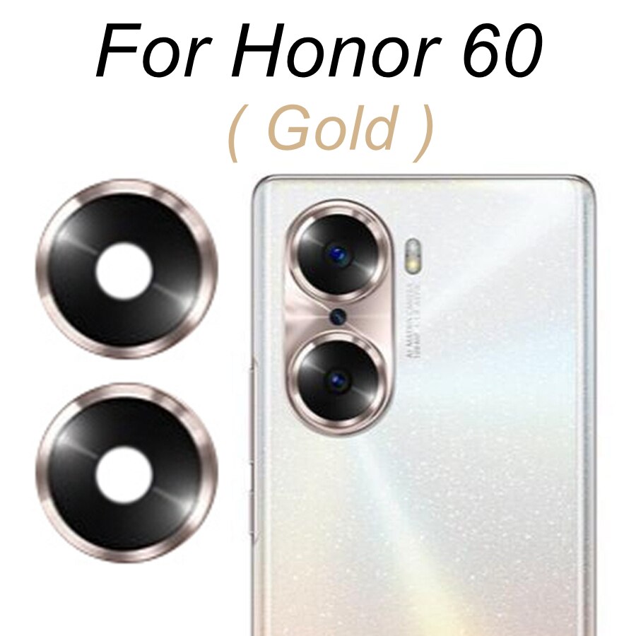 Tylna osłona obiektywu szklana pokrywa dla Huawei Honor 50 Lite Honor 60 Pro SE główna kamera szklana części zamienne z naklejką samoprzylepną: 60-Gold