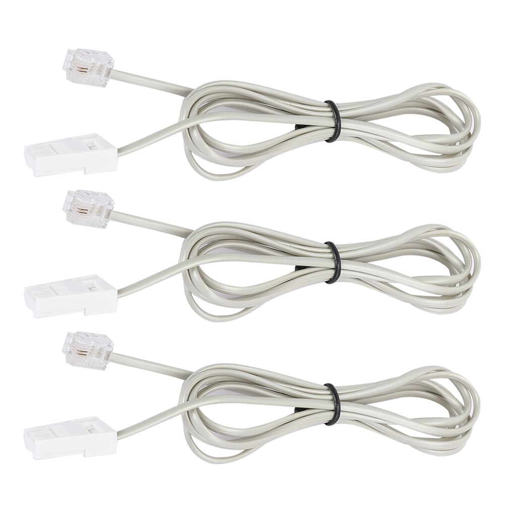 3Pcs Abs Shell Duurzaam Zilvergrijs Gladde Textuur 1.5M Lengte Kabel Britse Telefoonsnoer Speciale Draad Telefoon Accessoire.