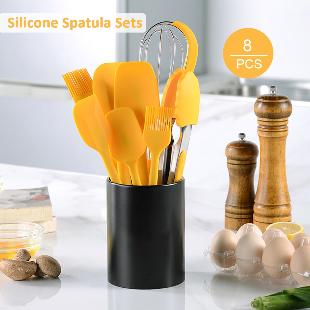 Kitchen Utensils Set 14/11/10/8/5Psc Silicone Cooking Utensil Set Non-stick Heat Resistant Tools with Wooden Handle Storage Box