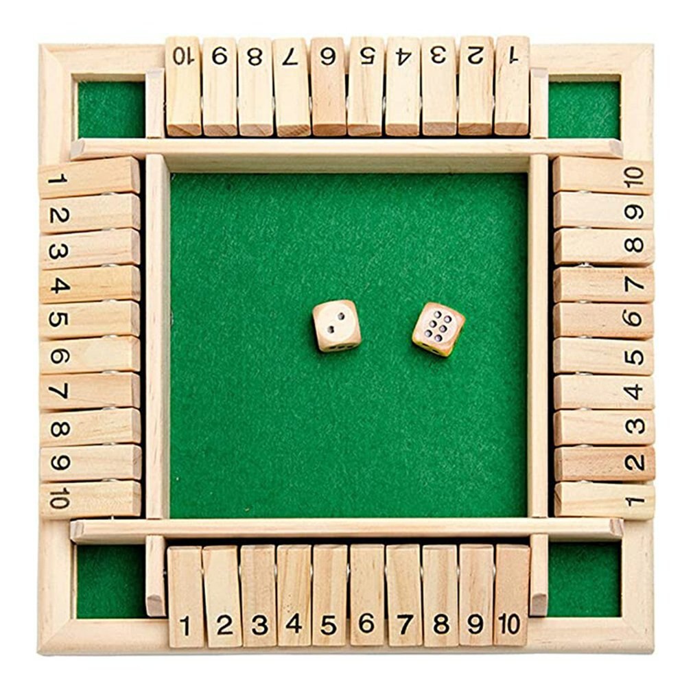 22,5x22,5 cm Kasten Würfel Brettspiel 4 Seitige 10 Anzahl Holz Klappen sterben Würfel Rollen für KTV Kneipe Bar Party Bord Spiel Trinken Stütze