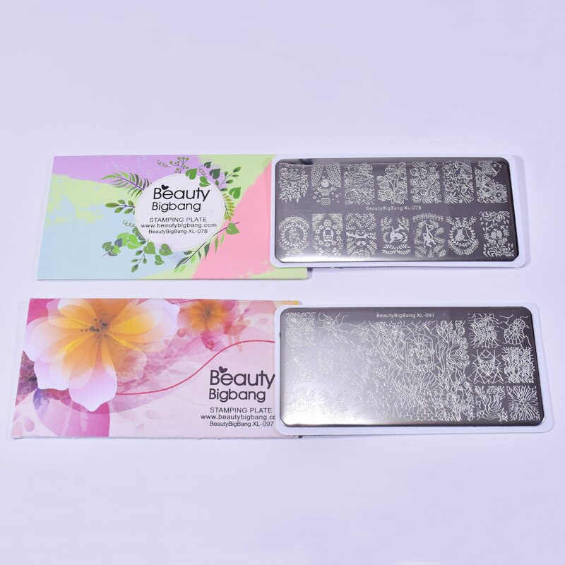 2 st beautybigbang nagelskrivare stämplingsmall set djur blomma träd ringbild nagelkonst stämpel stencilplattor: Zhsp 1713