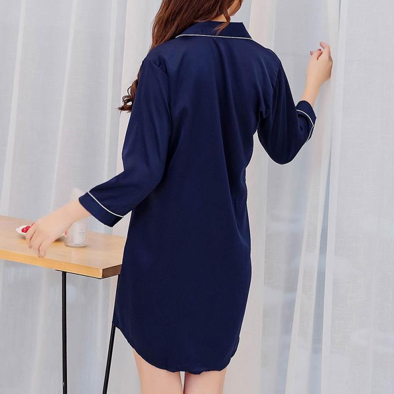 Long Sleeve Nightgown sleepwear shirt Sleep Tops Summer Shirt Dress for Women Girls Pajamas Sweet Silk Satin Sleepwear Nightwear