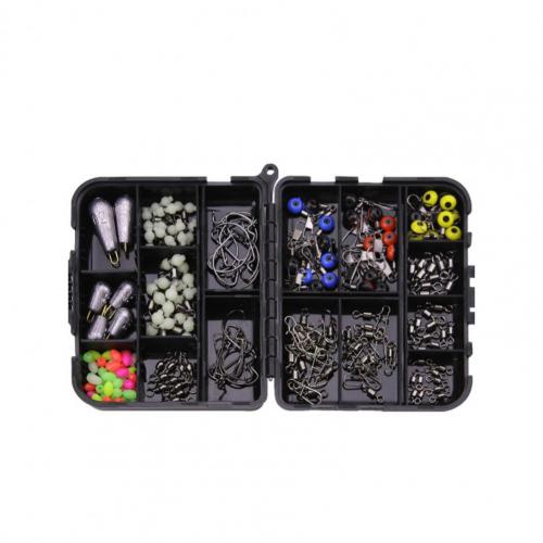 Kit de aparejos de pesca, accesorios de pesca resistentes al óxido, gran capacidad, multifunción, mano de obra fina, para entusiastas de la pesca: Negro