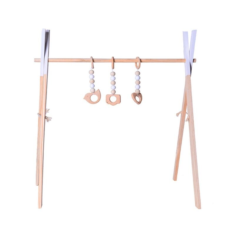 Scandinavische Stijl Houten Baby Fitness Rack Kinderen Kamer Decoratie Speelgoed P31B: WHITE