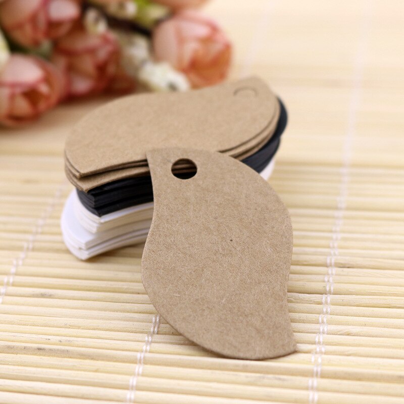 100 Uds. Etiquetas colgantes de Papel kraft de hojas en blanco de 3x5 cm/tarjeta de /etiquetas de precios para hornear/etiquetas de /etiquetas: Brown