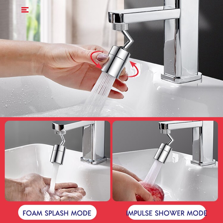 Universal Splash Filter Faucet Kitchen Bathroom Tap for Water Filter Rotating Replacement 720 Degree Douche Adjustable R2045