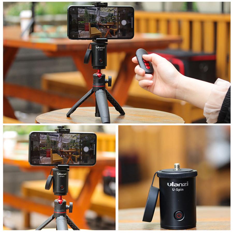 Ulanzi U-SPin Time Lapse Rotator 360 Panoramic Rotation Electric Ballhead Tripod Head for Smartphone DSLR Camera 2.5KG Bearing